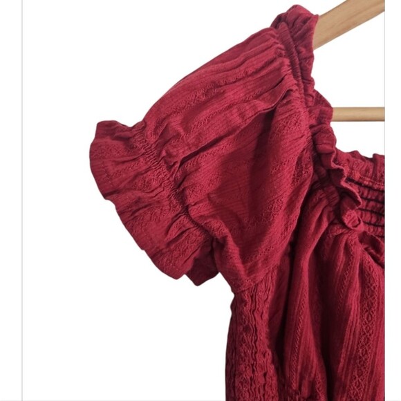 Paper Moon Rust Smocked Mini Dress Sz M Cottagecore Boho Chic Festivalwear - Picture 5 of 13